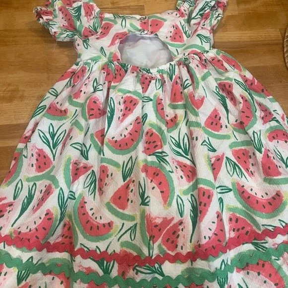 Isaac Mizrahi watermelon pattern Smocked Ruffled Sundress size 6 - Picture 6 of 6